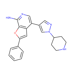 Nc1ncc(-c2cnn(C3CCNCC3)c2)c2cc(-c3ccccc3)oc12 ZINC000096274091