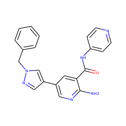 Nc1ncc(-c2cnn(Cc3ccccc3)c2)cc1C(=O)Nc1ccncc1 ZINC000150122930