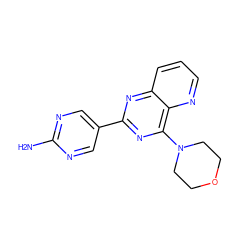 Nc1ncc(-c2nc(N3CCOCC3)c3ncccc3n2)cn1 ZINC000103255548