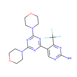 Nc1ncc(-c2nc(N3CCOCC3)nc(N3CCOCC3)n2)c(C(F)(F)F)n1 ZINC000115822288