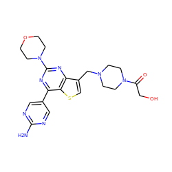 Nc1ncc(-c2nc(N3CCOCC3)nc3c(CN4CCN(C(=O)CO)CC4)csc23)cn1 ZINC000205718255