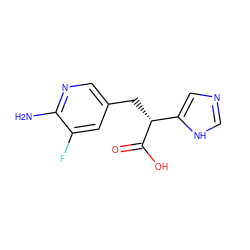 Nc1ncc(C[C@@H](C(=O)O)c2cnc[nH]2)cc1F ZINC000026255304