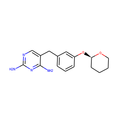 Nc1ncc(Cc2cccc(O[C@@H]3CCCCO3)c2)c(N)n1 ZINC000013801434