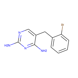 Nc1ncc(Cc2ccccc2Br)c(N)n1 ZINC000013781586