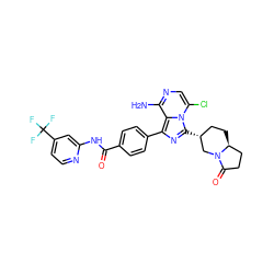 Nc1ncc(Cl)n2c([C@@H]3CC[C@H]4CCC(=O)N4C3)nc(-c3ccc(C(=O)Nc4cc(C(F)(F)F)ccn4)cc3)c12 ZINC000145347604