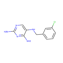 Nc1ncc(NCc2cccc(Cl)c2)c(N)n1 ZINC000013532437