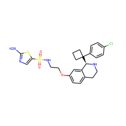 Nc1ncc(S(=O)(=O)NCCOc2ccc3c(c2)[C@@H](C2(c4ccc(Cl)cc4)CCC2)NCC3)s1 ZINC000114980225