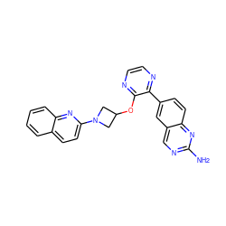 Nc1ncc2cc(-c3nccnc3OC3CN(c4ccc5ccccc5n4)C3)ccc2n1 ZINC000096168824