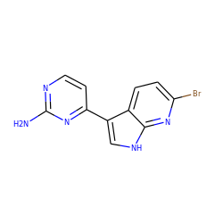 Nc1nccc(-c2c[nH]c3nc(Br)ccc23)n1 ZINC000029135065