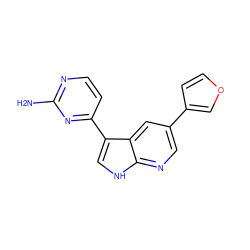 Nc1nccc(-c2c[nH]c3ncc(-c4ccoc4)cc23)n1 ZINC001772578095