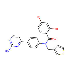 Nc1nccc(-c2ccc(N(Cc3ccsc3)C(=O)c3ccc(O)cc3O)cc2)n1 ZINC000653670277