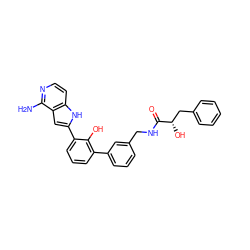 Nc1nccc2[nH]c(-c3cccc(-c4cccc(CNC(=O)[C@@H](O)Cc5ccccc5)c4)c3O)cc12 ZINC000101055355