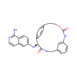 Nc1nccc2cc(N[C@@H]3C(=O)NCc4cccc(c4)NC(=O)OCCc4ccc3cc4)ccc12 ZINC000043169699