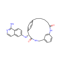 Nc1nccc2cc(N[C@H]3C(=O)NCc4cccc(c4)NC(=O)CCCCc4ccc3cc4)ccc12 ZINC000144232844