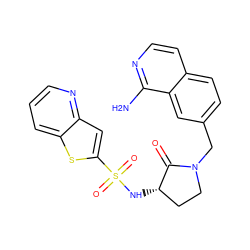 Nc1nccc2ccc(CN3CC[C@H](NS(=O)(=O)c4cc5ncccc5s4)C3=O)cc12 ZINC000018275342