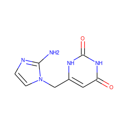 Nc1nccn1Cc1cc(=O)[nH]c(=O)[nH]1 ZINC000013492930