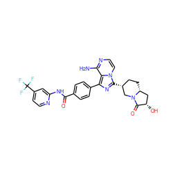 Nc1nccn2c([C@@H]3CC[C@@H]4C[C@H](O)C(=O)N4C3)nc(-c3ccc(C(=O)Nc4cc(C(F)(F)F)ccn4)cc3)c12 ZINC000145440307