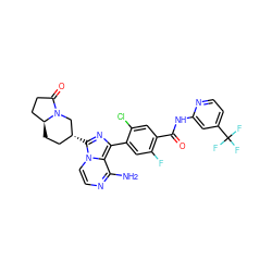 Nc1nccn2c([C@@H]3CC[C@H]4CCC(=O)N4C3)nc(-c3cc(F)c(C(=O)Nc4cc(C(F)(F)F)ccn4)cc3Cl)c12 ZINC000145361244