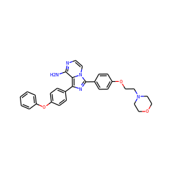 Nc1nccn2c(-c3ccc(OCCN4CCOCC4)cc3)nc(-c3ccc(Oc4ccccc4)cc3)c12 ZINC000096168199