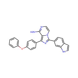 Nc1nccn2c(-c3ccc4cc[nH]c4c3)nc(-c3ccc(Oc4ccccc4)cc3)c12 ZINC000096168202