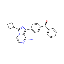 Nc1nccn2c(C3CCC3)nc(-c3ccc([C@@H](O)c4ccccc4)cc3)c12 ZINC000095585609