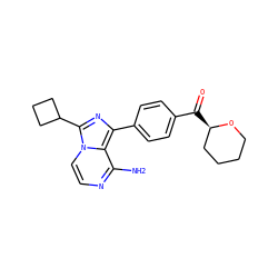 Nc1nccn2c(C3CCC3)nc(-c3ccc(C(=O)[C@@H]4CCCCO4)cc3)c12 ZINC000096168079