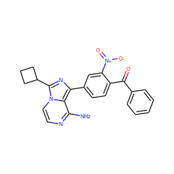 Nc1nccn2c(C3CCC3)nc(-c3ccc(C(=O)c4ccccc4)c([N+](=O)[O-])c3)c12 ZINC000096168085