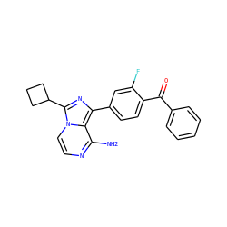 Nc1nccn2c(C3CCC3)nc(-c3ccc(C(=O)c4ccccc4)c(F)c3)c12 ZINC000096168083