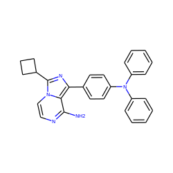 Nc1nccn2c(C3CCC3)nc(-c3ccc(N(c4ccccc4)c4ccccc4)cc3)c12 ZINC000096168076