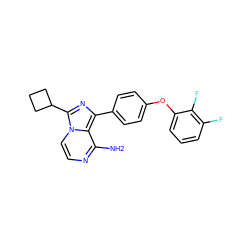 Nc1nccn2c(C3CCC3)nc(-c3ccc(Oc4cccc(F)c4F)cc3)c12 ZINC000096168235