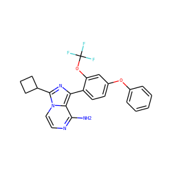 Nc1nccn2c(C3CCC3)nc(-c3ccc(Oc4ccccc4)cc3OC(F)(F)F)c12 ZINC000096168067