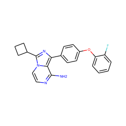 Nc1nccn2c(C3CCC3)nc(-c3ccc(Oc4ccccc4F)cc3)c12 ZINC000095583129