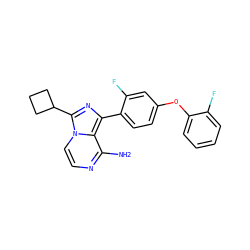 Nc1nccn2c(C3CCC3)nc(-c3ccc(Oc4ccccc4F)cc3F)c12 ZINC000096168212