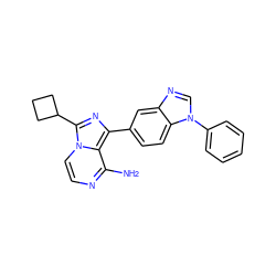 Nc1nccn2c(C3CCC3)nc(-c3ccc4c(c3)ncn4-c3ccccc3)c12 ZINC000095582181