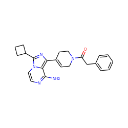 Nc1nccn2c(C3CCC3)nc(C3=CCN(C(=O)Cc4ccccc4)CC3)c12 ZINC000096168249