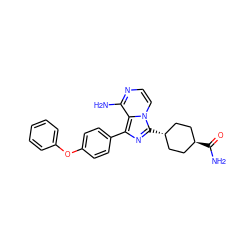 Nc1nccn2c1c(-c1ccc(Oc3ccccc3)cc1)nc2[C@H]1CC[C@H](C(N)=O)CC1 ZINC000261183444