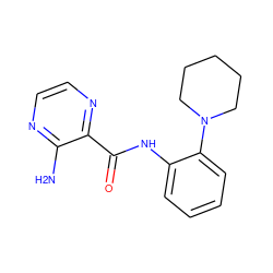 Nc1nccnc1C(=O)Nc1ccccc1N1CCCCC1 ZINC000103237663