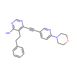 Nc1ncnc(C#Cc2ccc(N3CCOCC3)nc2)c1CCc1ccccc1 ZINC000021288940