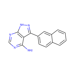 Nc1ncnc2[nH]nc(-c3ccc4ccccc4c3)c12 ZINC000064503507