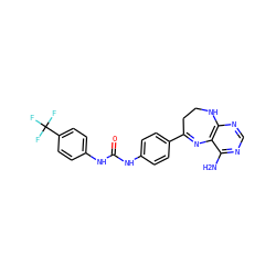 Nc1ncnc2c1N=C(c1ccc(NC(=O)Nc3ccc(C(F)(F)F)cc3)cc1)CCN2 ZINC000029049392