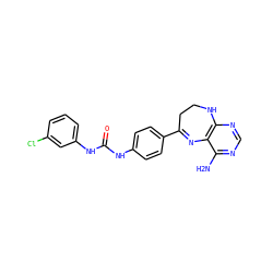 Nc1ncnc2c1N=C(c1ccc(NC(=O)Nc3cccc(Cl)c3)cc1)CCN2 ZINC000029049273