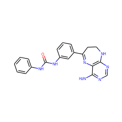 Nc1ncnc2c1N=C(c1cccc(NC(=O)Nc3ccccc3)c1)CCN2 ZINC000029049128