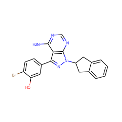 Nc1ncnc2c1c(-c1ccc(Br)c(O)c1)nn2C1Cc2ccccc2C1 ZINC001772624570