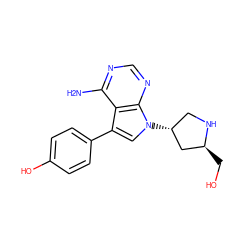 Nc1ncnc2c1c(-c1ccc(O)cc1)cn2[C@@H]1CN[C@@H](CO)C1 ZINC000003827991