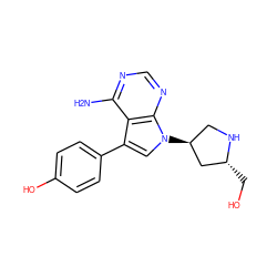 Nc1ncnc2c1c(-c1ccc(O)cc1)cn2[C@H]1CN[C@H](CO)C1 ZINC000004638119