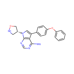 Nc1ncnc2c1c(-c1ccc(Oc3ccccc3)cc1)cn2[C@@H]1CNOC1 ZINC000008582024