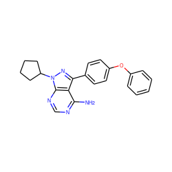 Nc1ncnc2c1c(-c1ccc(Oc3ccccc3)cc1)nn2C1CCCC1 ZINC000084703540