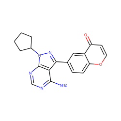 Nc1ncnc2c1c(-c1ccc3occc(=O)c3c1)nn2C1CCCC1 ZINC000064516482