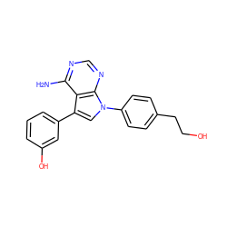 Nc1ncnc2c1c(-c1cccc(O)c1)cn2-c1ccc(CCO)cc1 ZINC000013538664