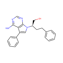 Nc1ncnc2c1c(-c1ccccc1)cn2[C@@H](CO)CCc1ccccc1 ZINC000027995142